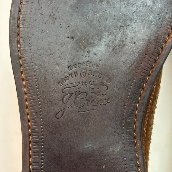 Grant Stone x J. Crew Ludlow Suede Wingtip Longwing Medium Brown Bench Made 7.5 - Picture 12 of 13